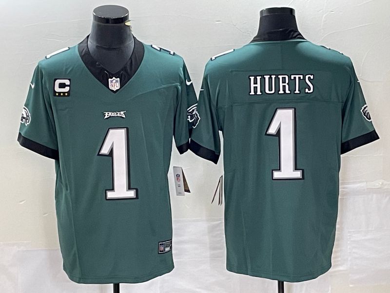 Men Philadelphia Eagles #1 Hurts Green 2023 Nike Vapor Limited NFL Jersey style 3